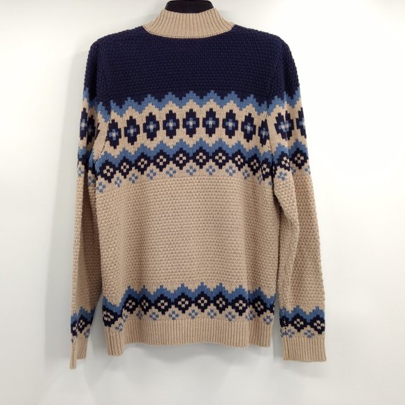 NORTHCREST Cardigan Sweater Women's M 10-12 Fair Isle Full Zip Ribbed‎ Accent - Picture 3 of 10